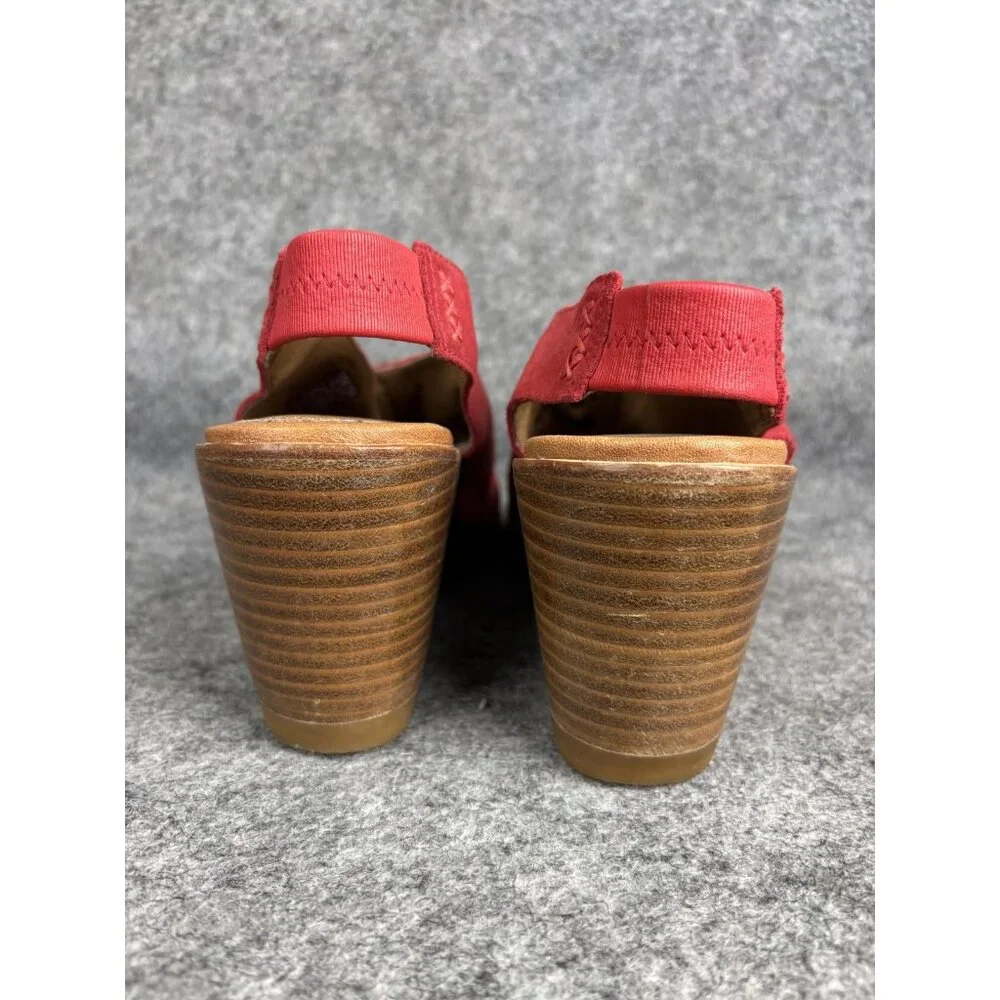 Sorel Joanie II Slingback Wedge Sandals Womens Size 9.5 Red Suede Shoes Open Toe